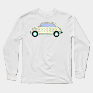 Cute retro car in bubblegum 1950s retro wallpaper Long Sleeve T-Shirt